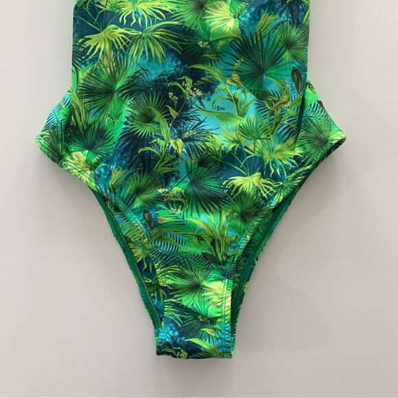 VDM Revolve Savannah Tropical Green One Piece Swimsuit Lace Up Back Bathing Suit - Picture 4 of 11